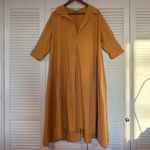 Ichi Japanese Cotton Maxi Dress Short Sleeve Fall Color One Size Oroboro